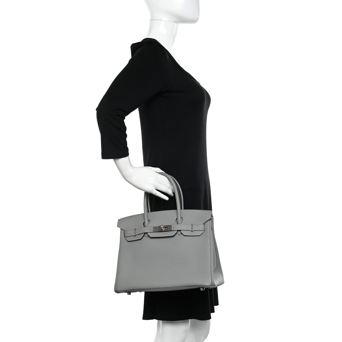 Togo Horseshoe Birkin 30 Gris Mouette Bleu Electrique