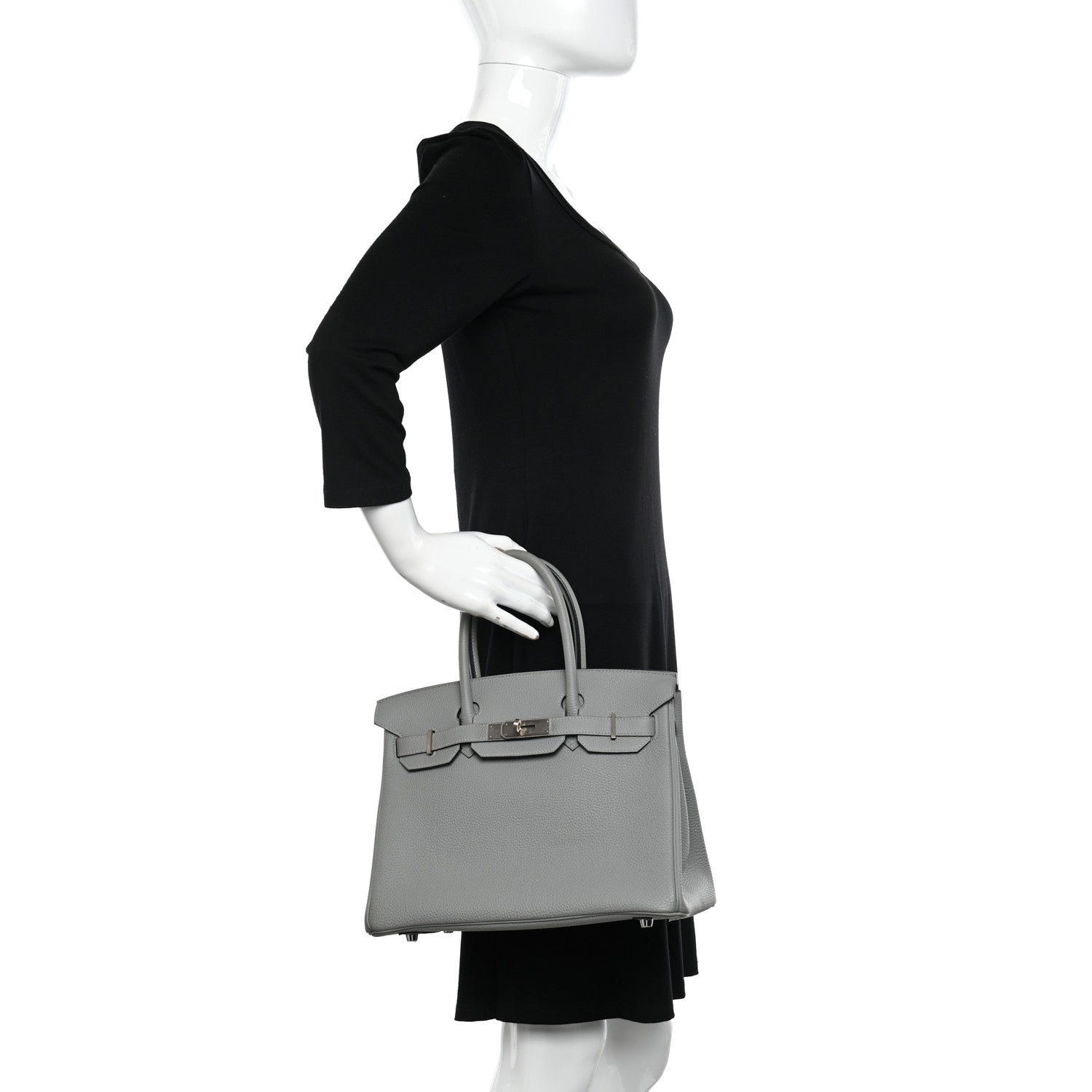 Hermes Togo Horseshoe Birkin 30 Gris Mouette Bleu Electrique 2 of 12