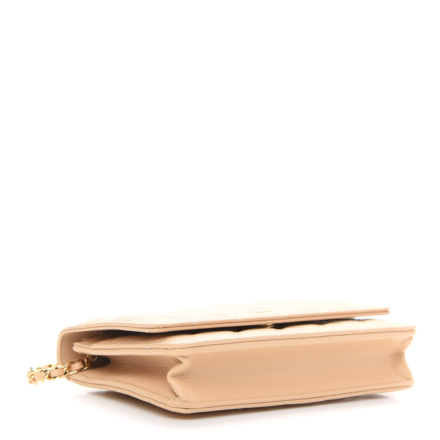 Caviar Quilted Wallet On Chain WOC Beige