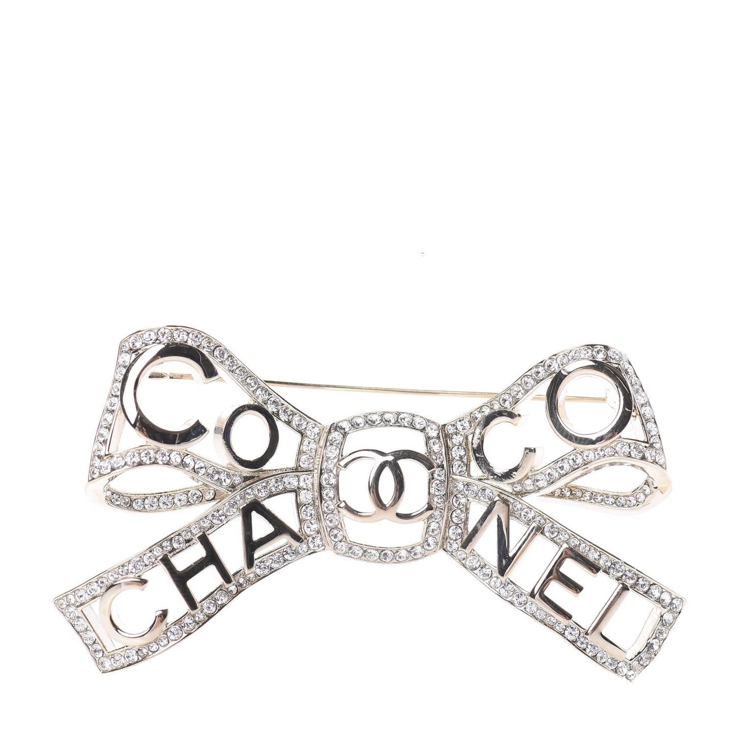 Metal Crystal Bow-tiful CC Brooch Gold