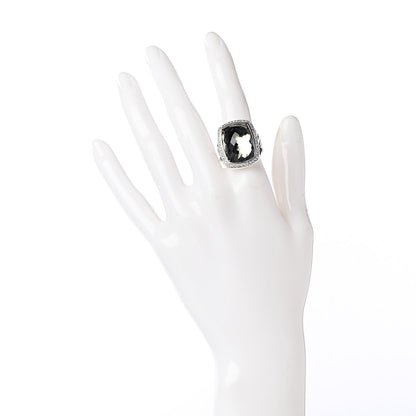 David Yurman Sterling Silver Diamond Prasiolite 20mm Albion Ring 52 6 2 of 5