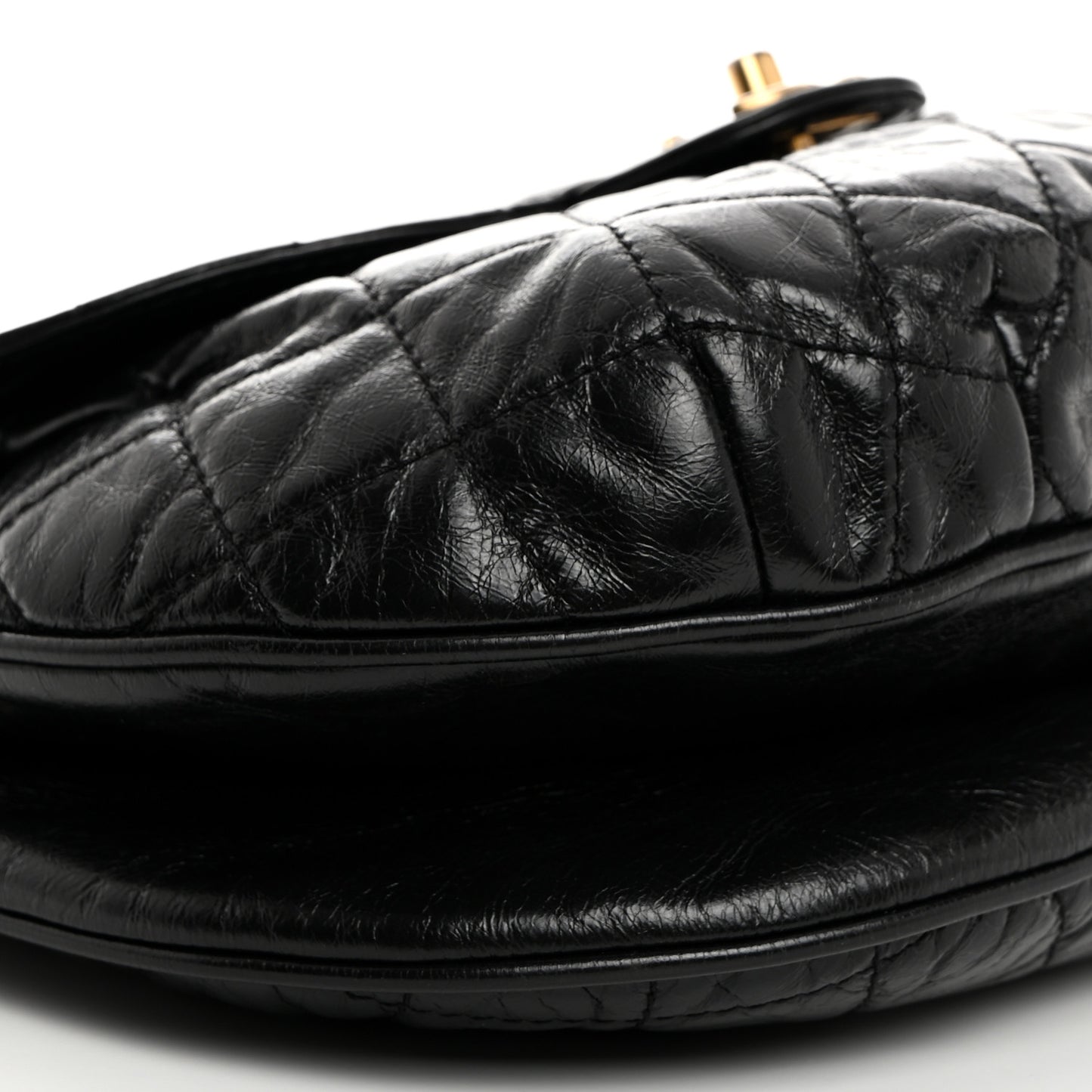 Calfskin Quilted Medium Bubble CC Flap Black