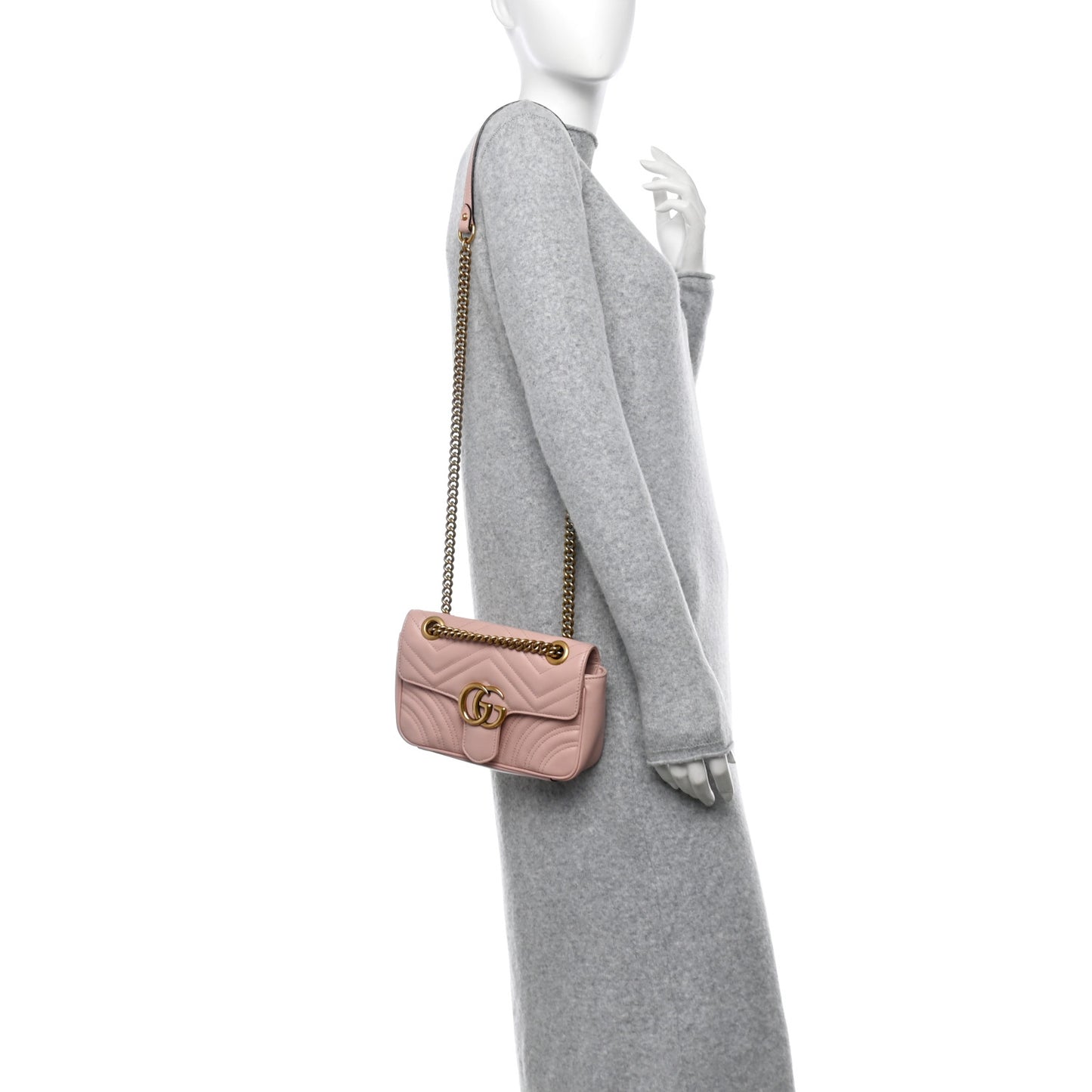 Calfskin Matelasse Mini GG Marmont Shoulder Bag Perfect Pink