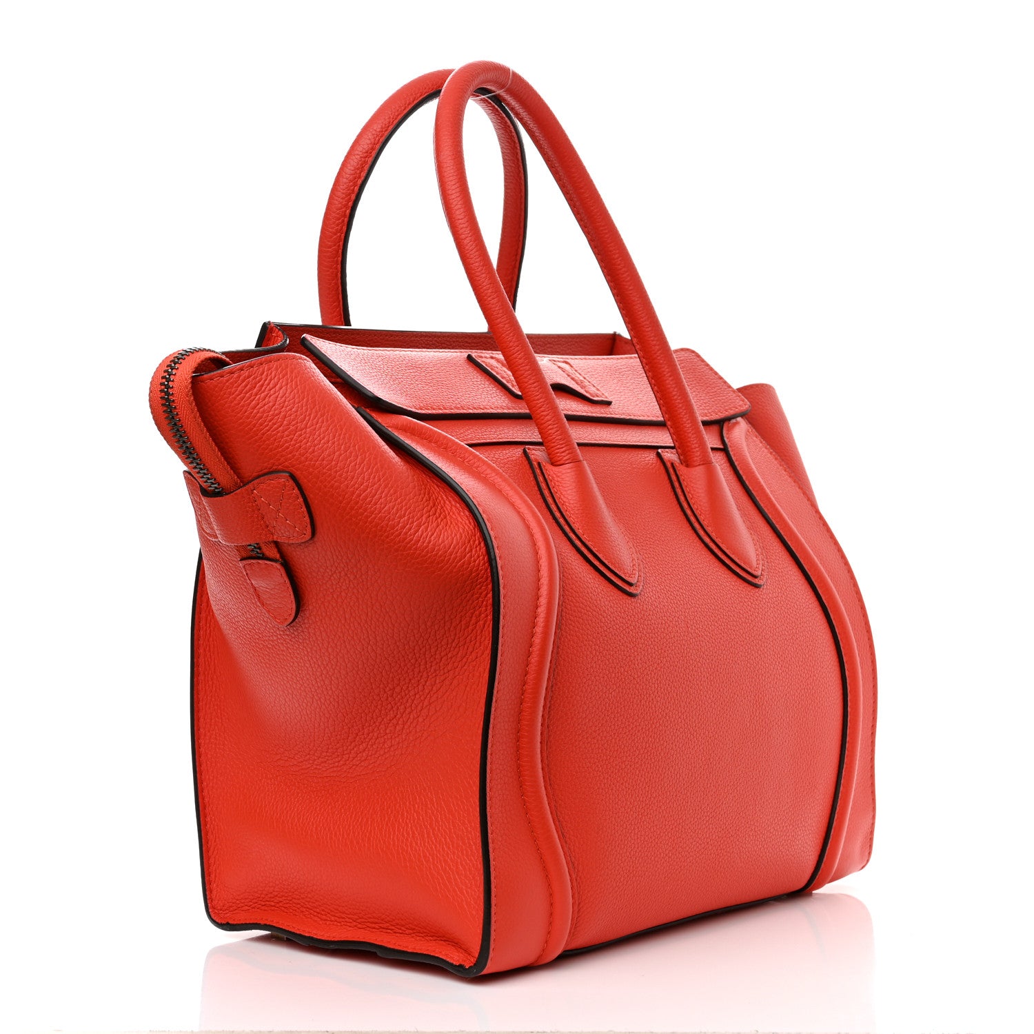 Celine Drummed Calfskin Mini Luggage Vermillion 2 of 8