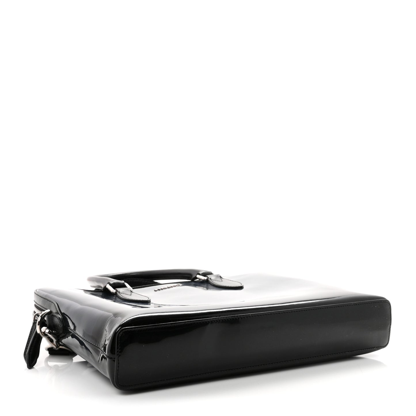 Patent Textured Calfskin Barrow Briefcase Black Blue