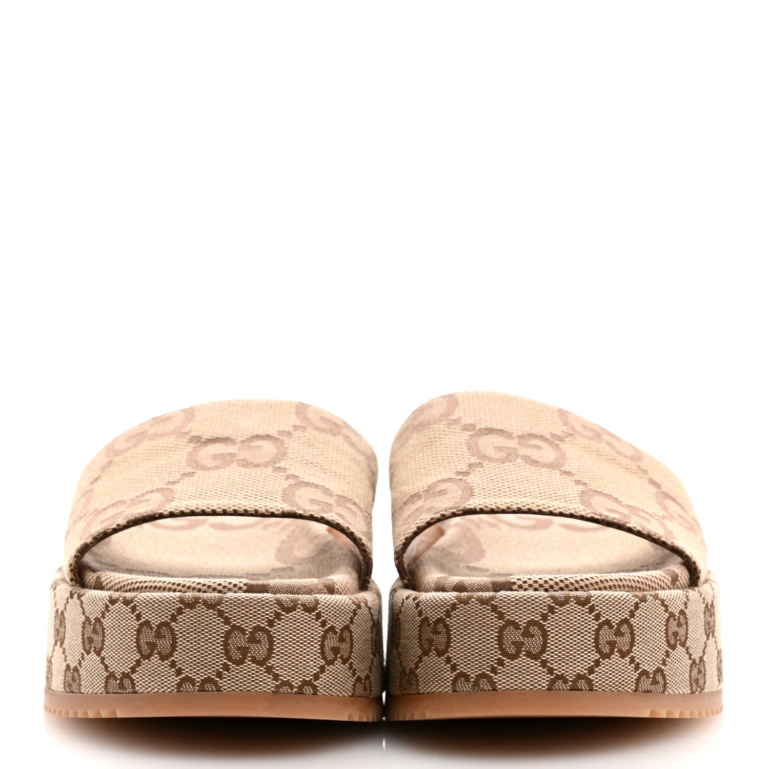 Gucci Monogram Maxi GG Angelina Platform 55mm Slide Sandals 40 Camel Ebony 3 of 10