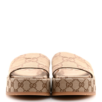 Gucci Monogram Maxi GG Angelina Platform 55mm Slide Sandals 40 Camel Ebony 3 of 10
