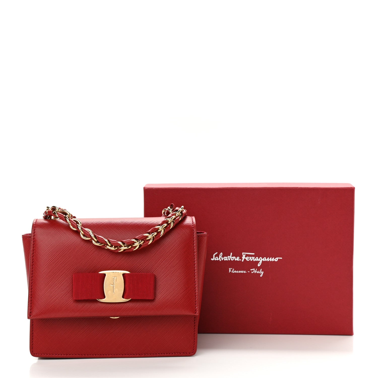 Salvatore Ferragamo Printed Calfskin Mini Ginny Shoulder Bag Rosso 10 of 10