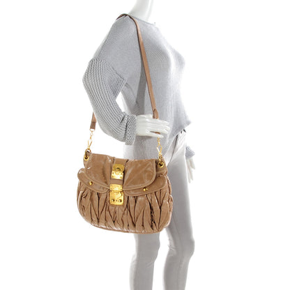 Miu Miu Matelasse Lux Nappa Coffer Hobo Deserto 2 of 9