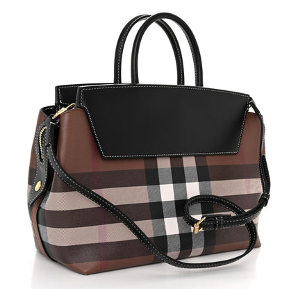 Burberry E-Canvas Check Calfskin Medium Catherine Tote Bag Dark Birch Brown 3 of 9