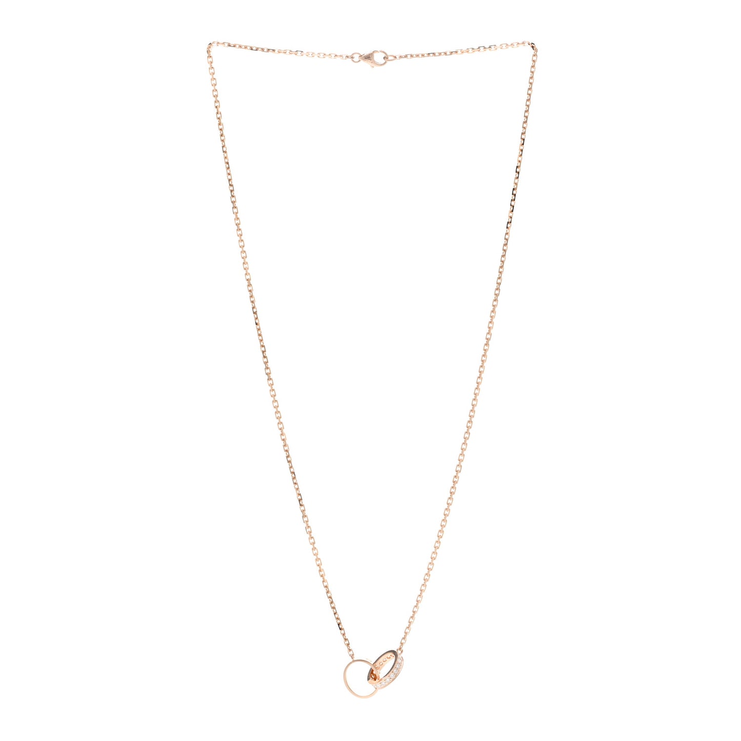 18K Pink Gold Diamond Interlocking LOVE Necklace