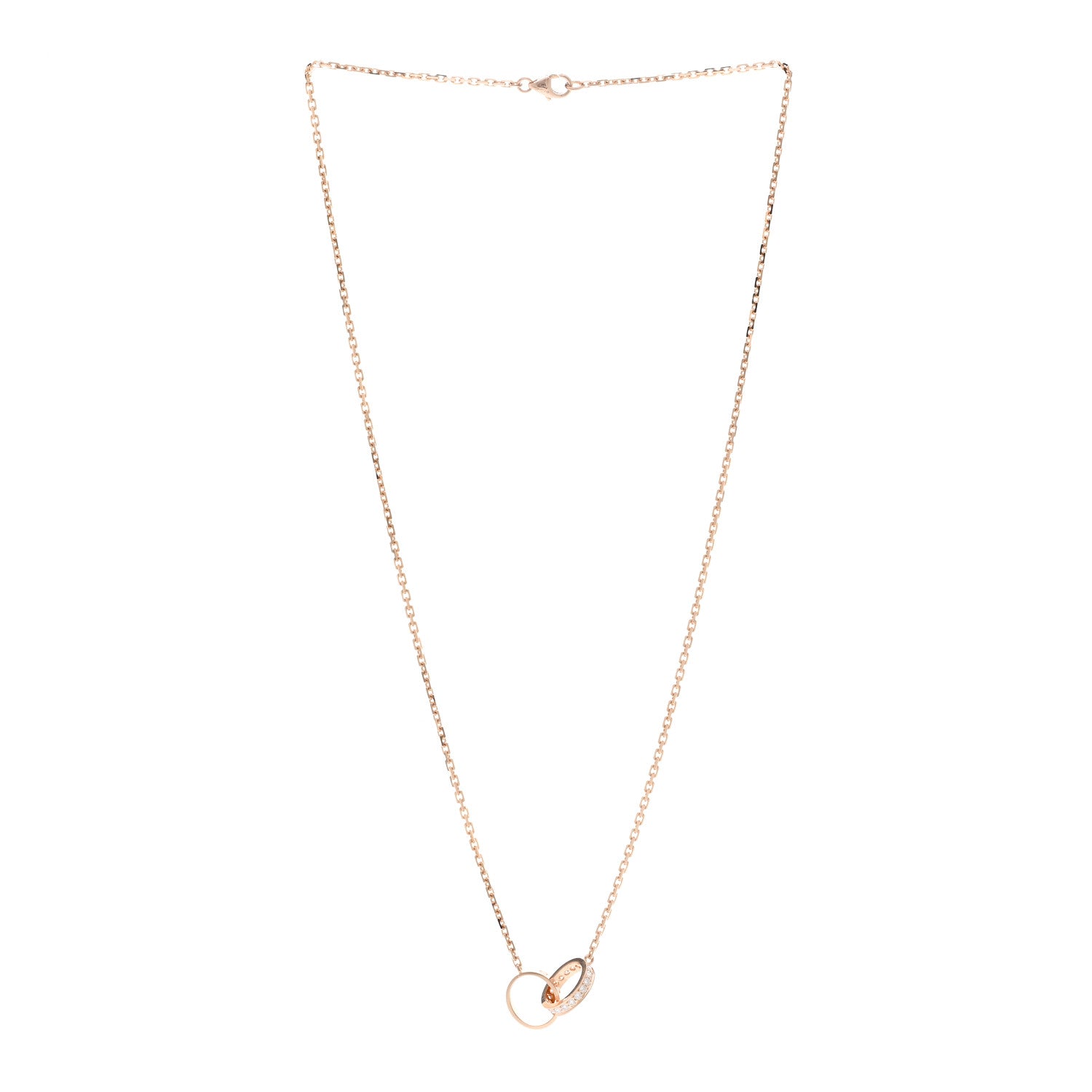 Cartier 18K Pink Gold Diamond Interlocking LOVE Necklace 3 of 5