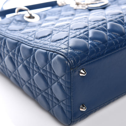 Christian Dior Lambskin Cannage Large Lady Dior Navy Blue 11 of 16