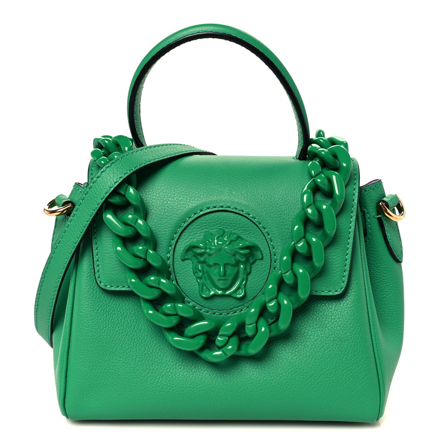 Versace Grained Calfskin Small La Medusa Bag Green 1 of 11
