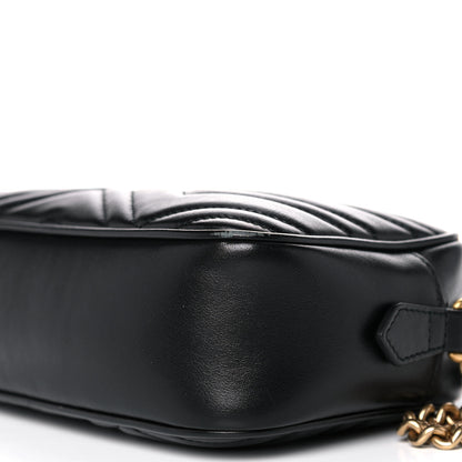 Gucci Calfskin Matelasse Small GG Marmont Chain Shoulder Bag Black 10 of 13