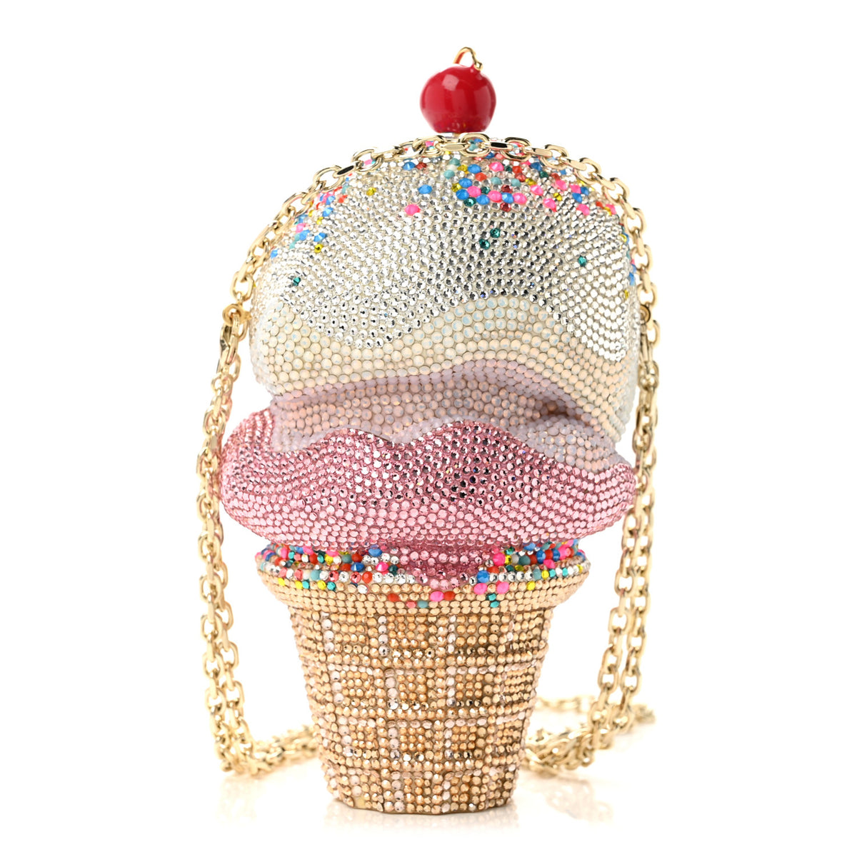 Judith Leiber Crystal Ice Cream Cone Minaudiere Clutch Pink Multicolor 1 of 11