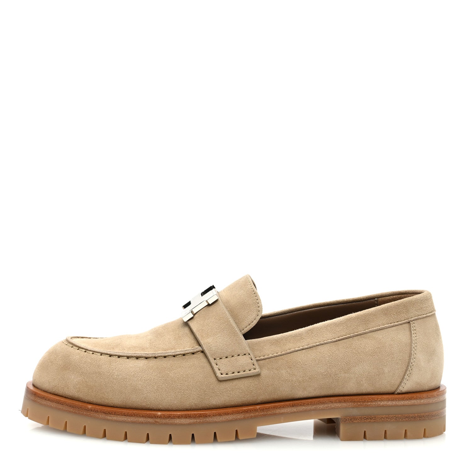 Hermes Suede Goatskin Womens Faubourg Loafers 35 Beige Argile 1 of 8