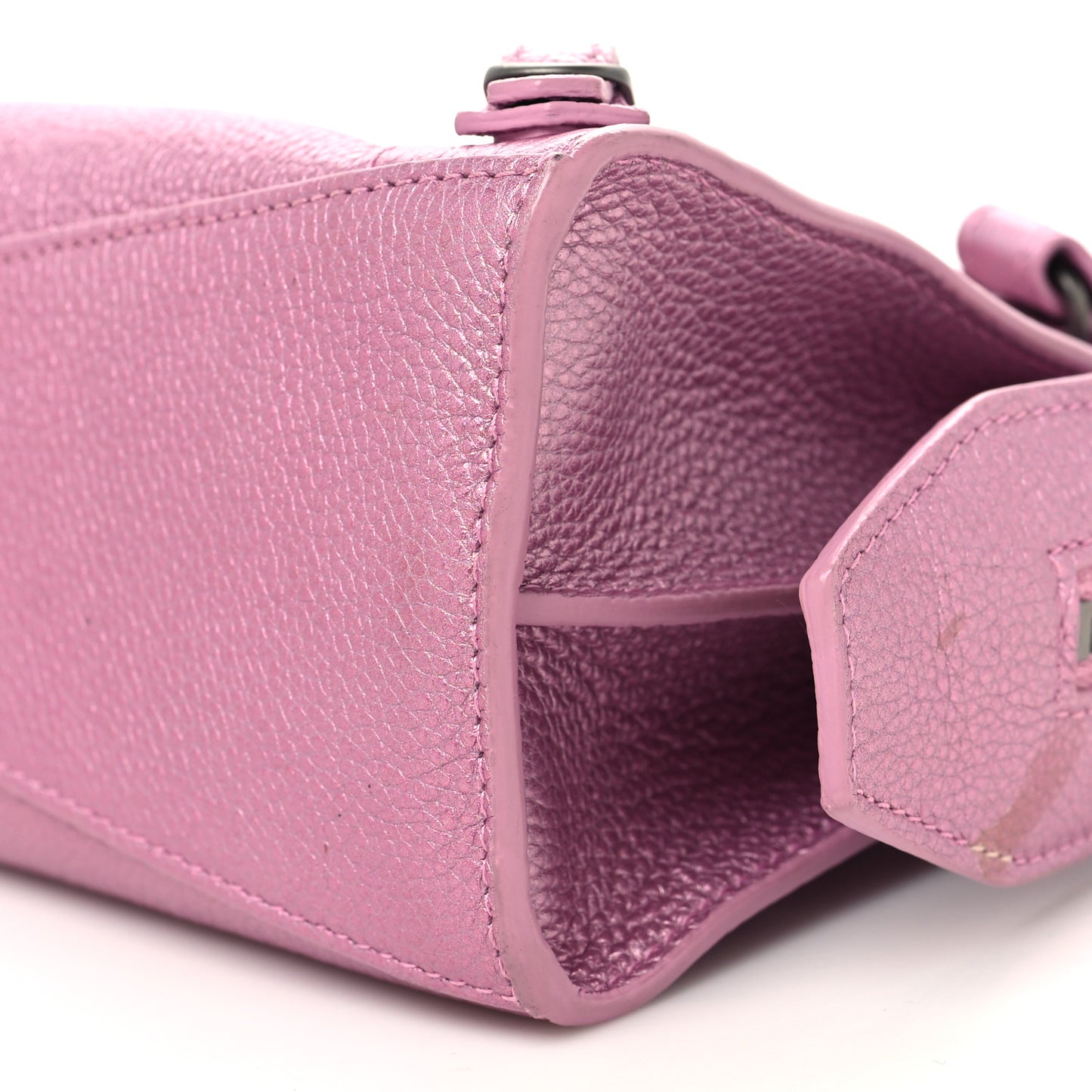 Metallic Grained Calfskin Neo Classic Silver Hardware Mini City Pink