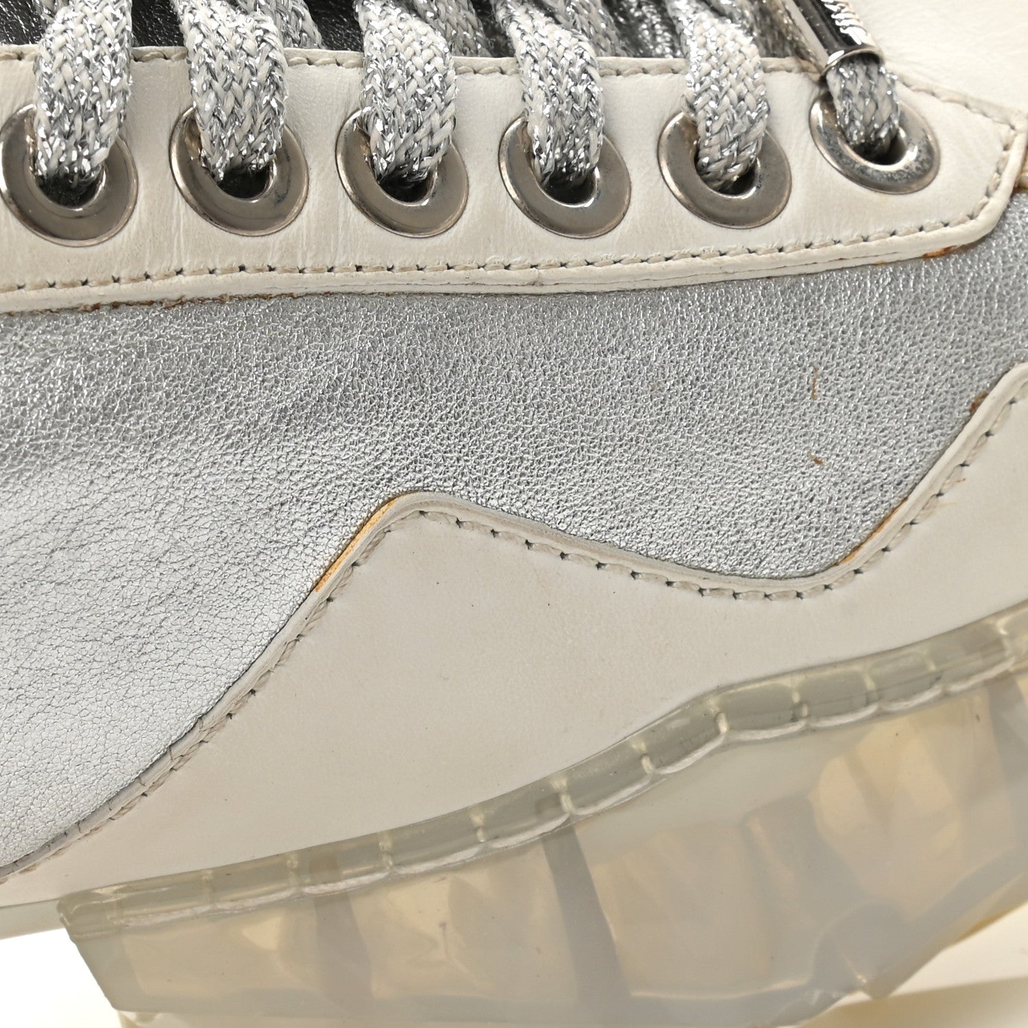 Jimmy Choo Metallic Calfskin Womens Diamond F Low Top Sneaker 39 White Silver 10 of 11