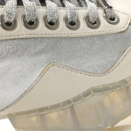 Jimmy Choo Metallic Calfskin Womens Diamond F Low Top Sneaker 39 White Silver 10 of 11