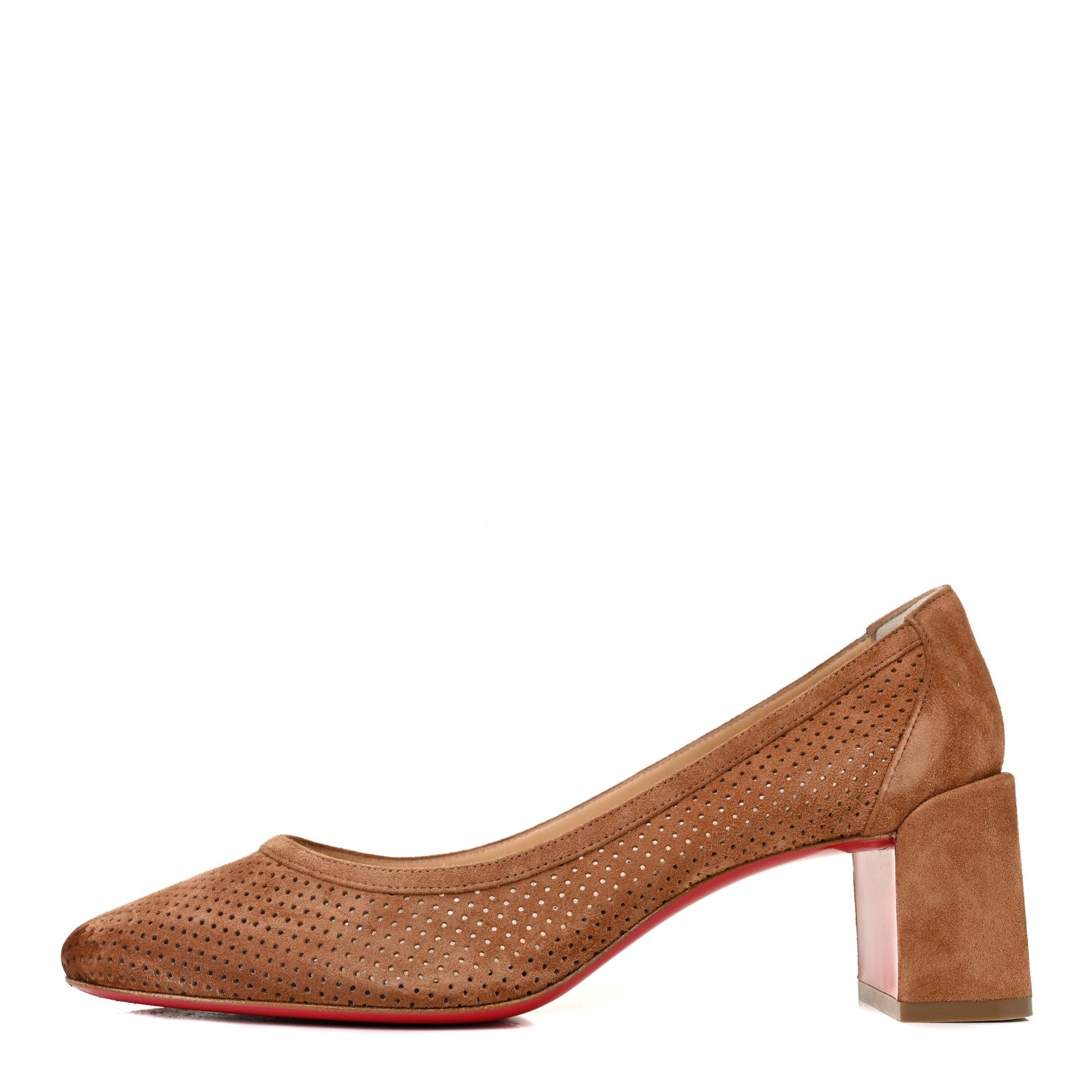 Christian Louboutin Suede Perforated Incastrana 55 Pumps 37.5 Tan 1 of 9