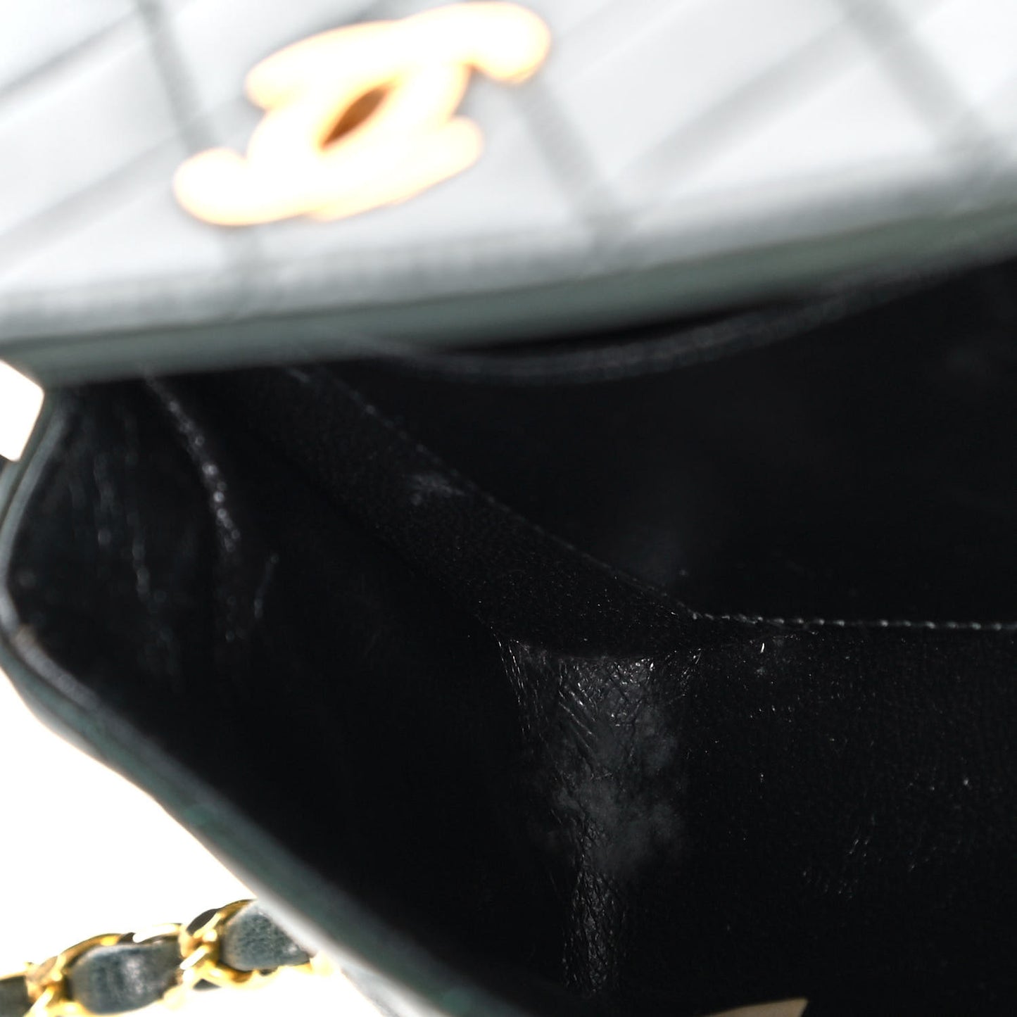 Lambskin Quilted Small Single Flap Green