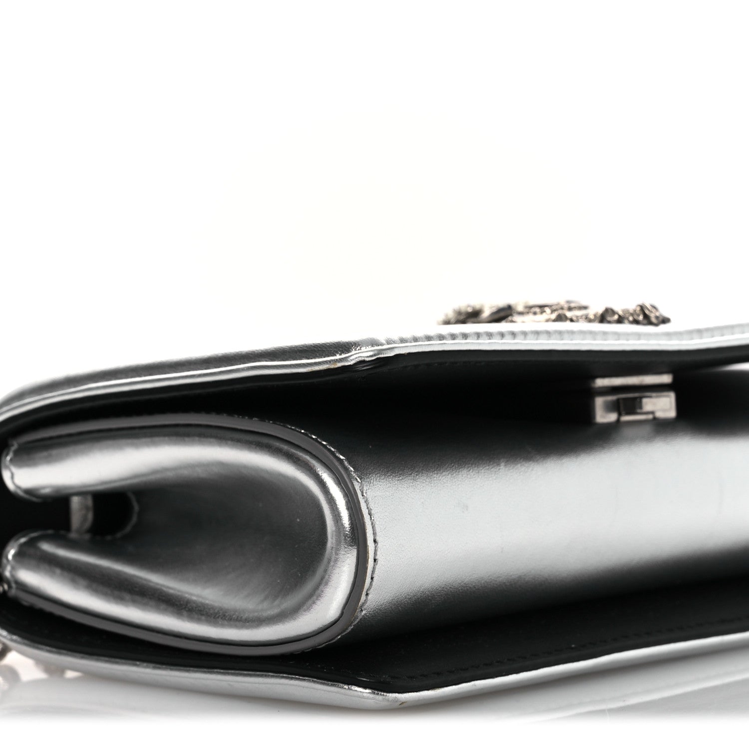 Dolce & Gabbana Metallic Nappa Quilted Mini Devotion Crossbody Bag Silver 8 of 13