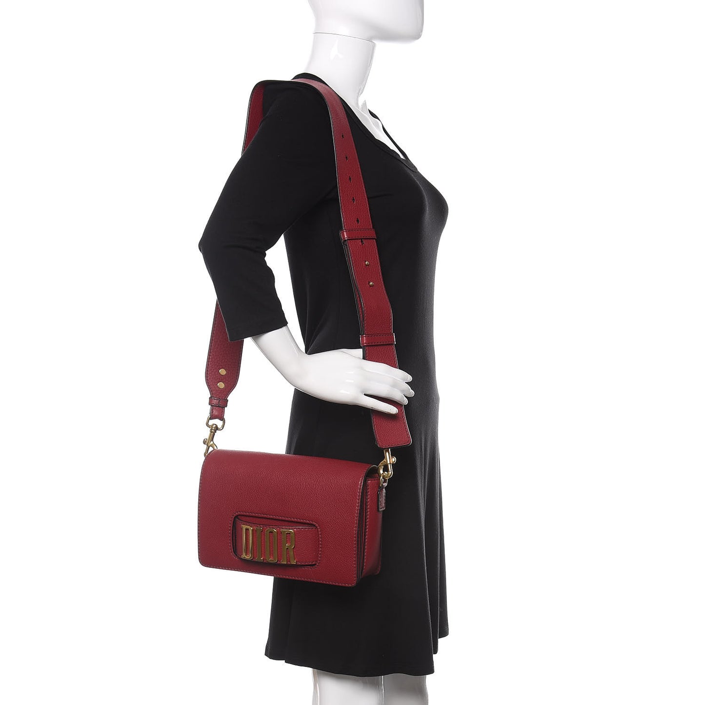 Grained Calfskin Dio(r)evolution Flap Bag Dark Red