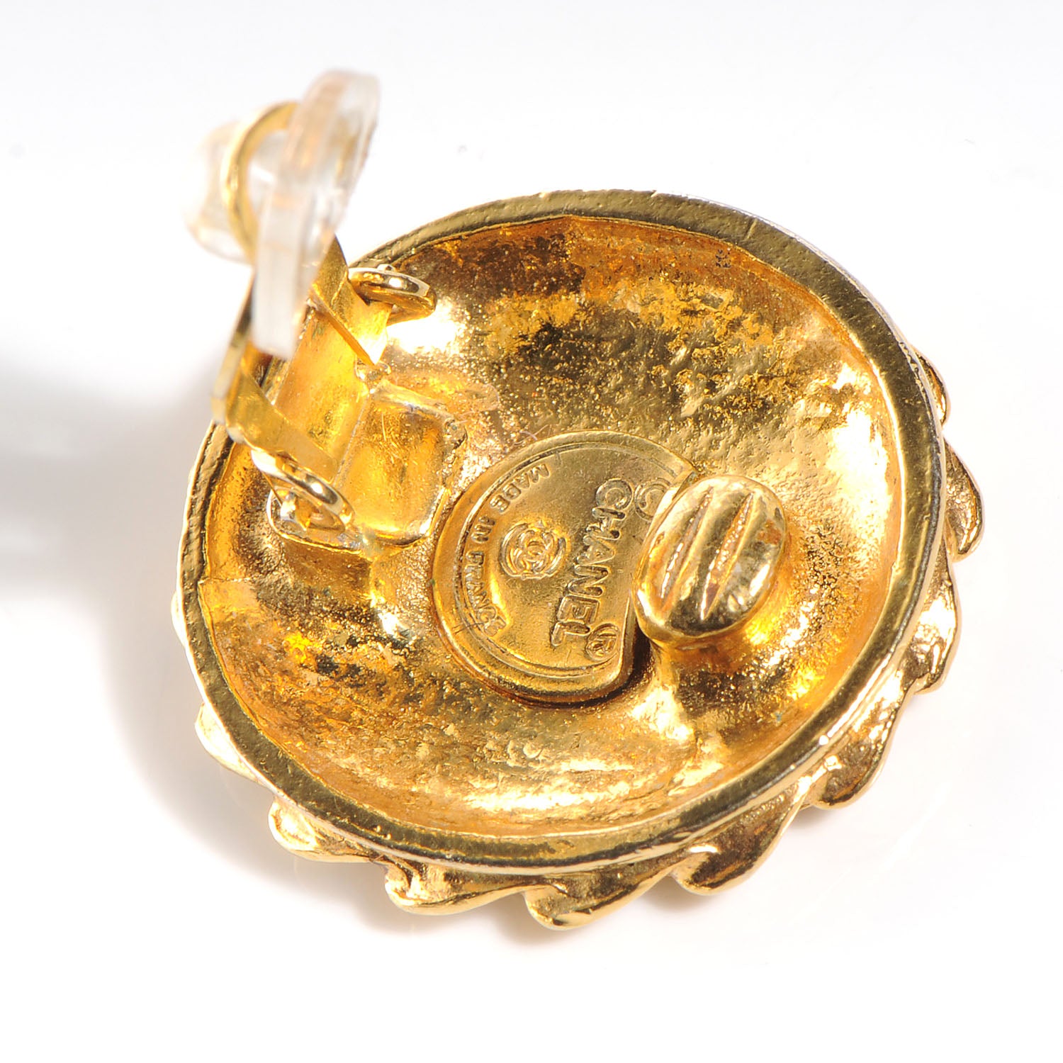 Chanel CC Coco Gold Crystal Clip On Earrings 4 of 4