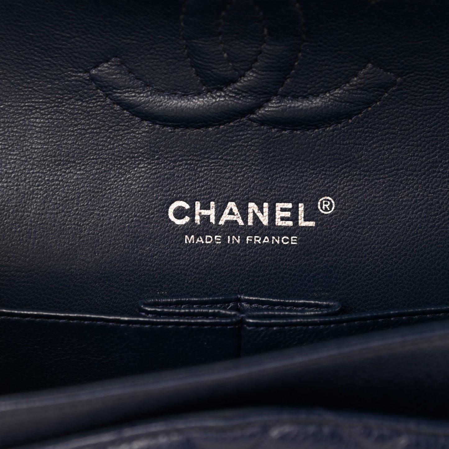 Caviar Quilted Medium Double Flap Dark Blue