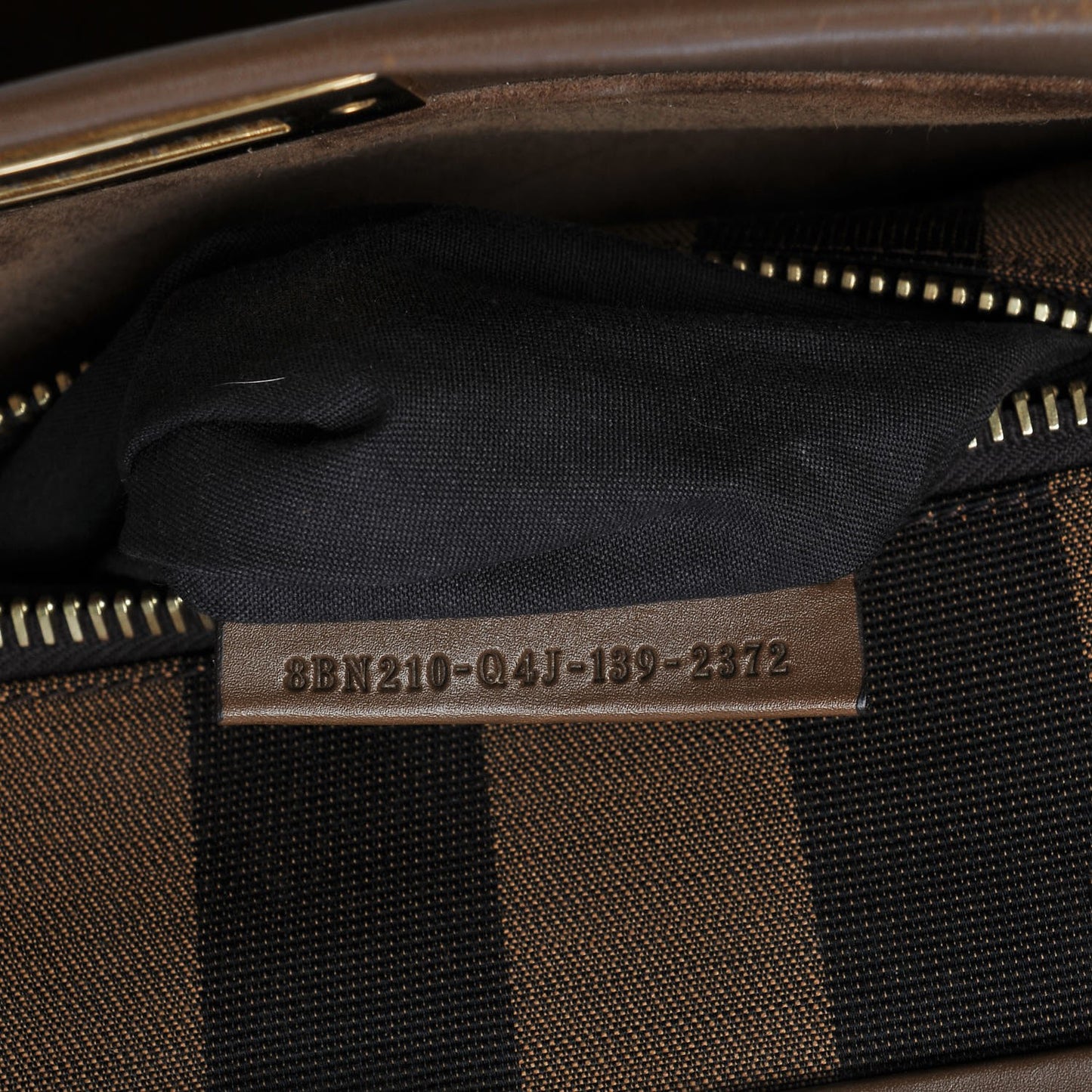 Vitello Morgan Fabric Jacquard Pequin Large Peekaboo Iconic Satchel Foresta Tobacco Black