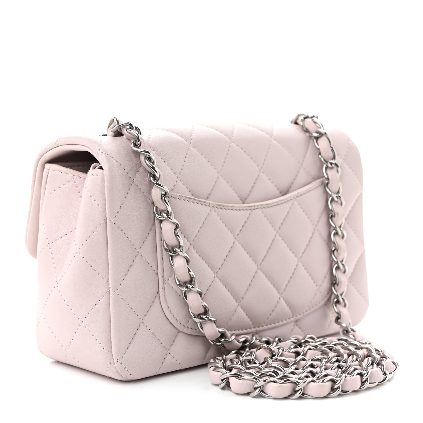Lambskin Quilted Mini Rectangular Flap Light Pink