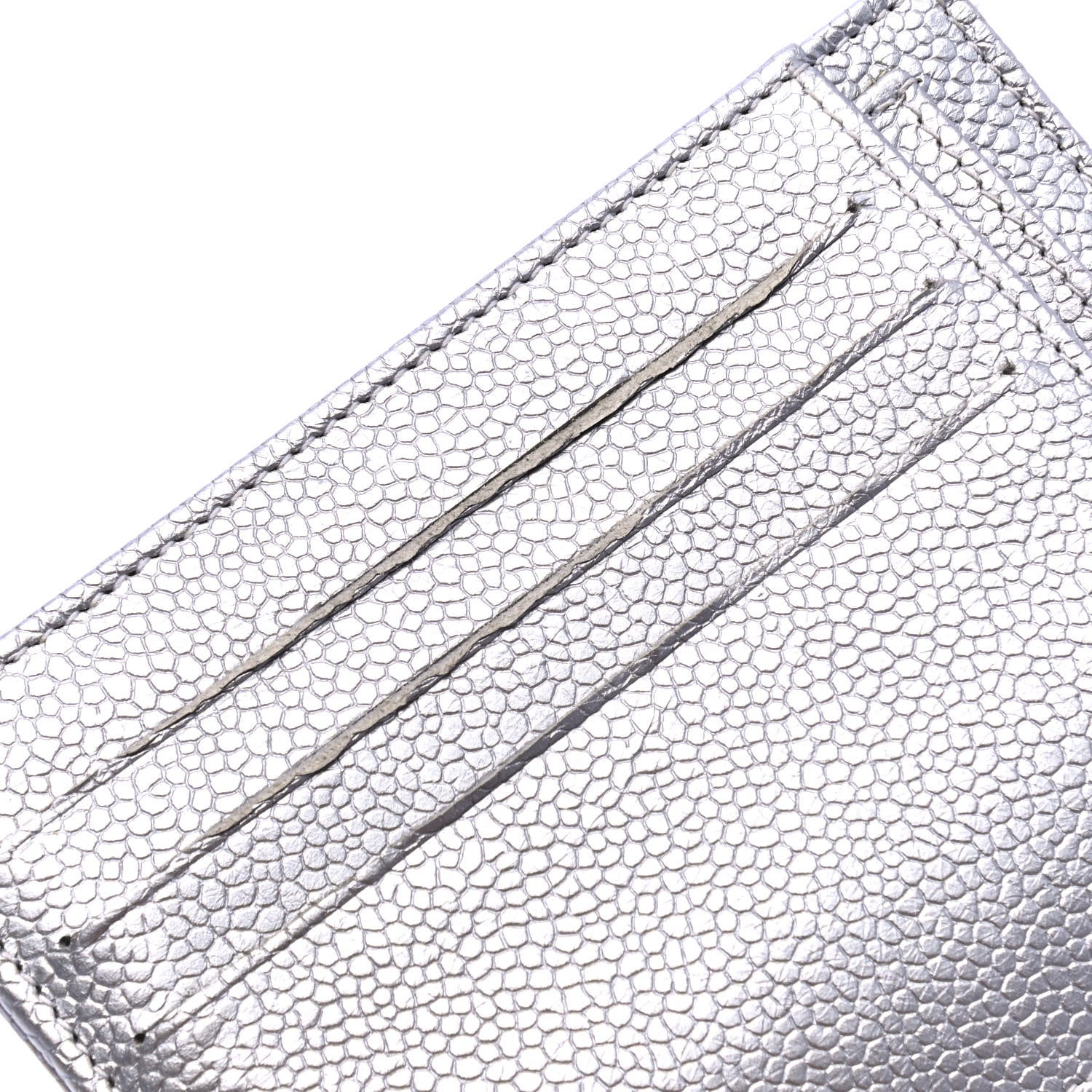 Chanel Metallic Caviar Quilted Compact Flap Wallet Silver 6 of 7