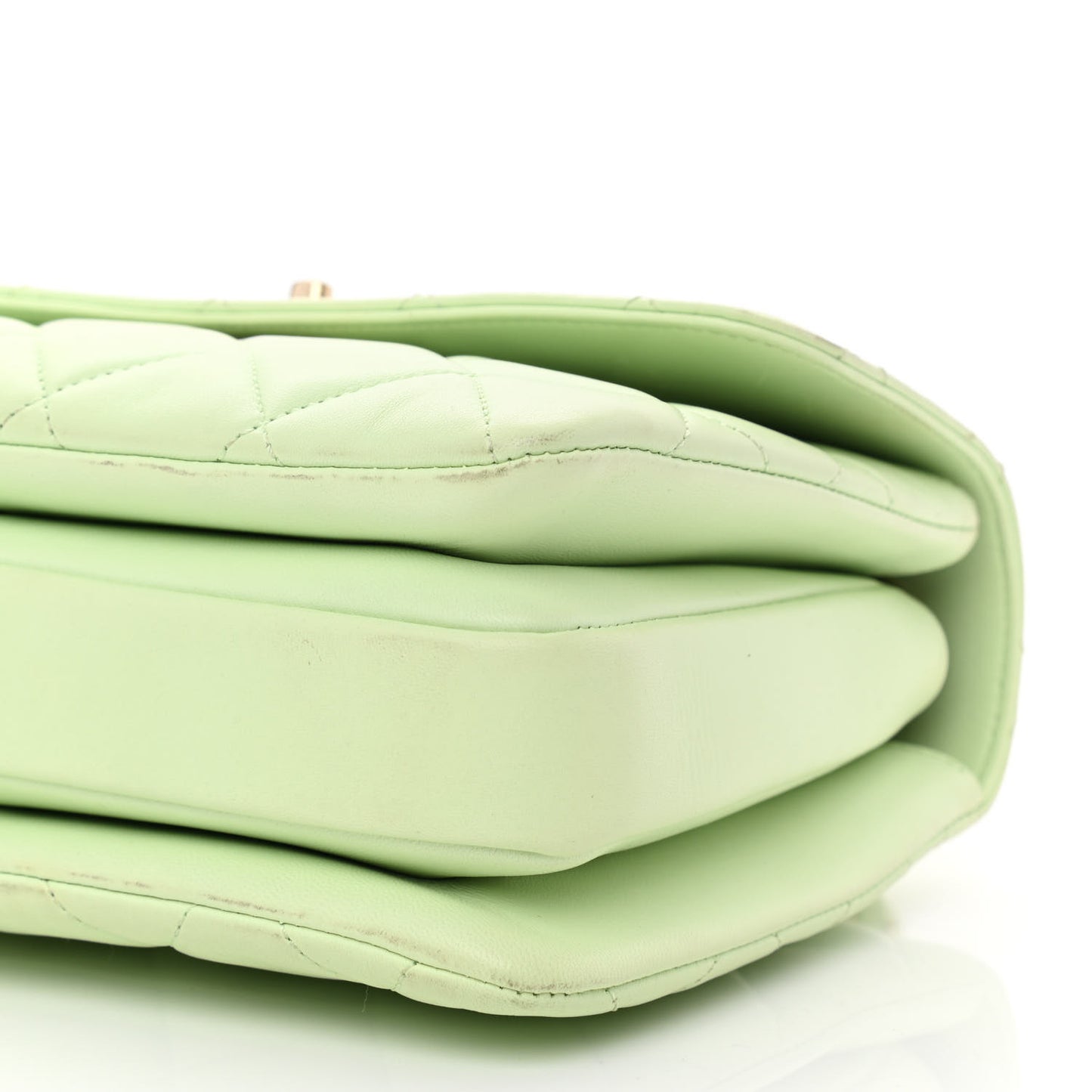 Lambskin Quilted Small Trendy CC Flap Dual Handle Bag Light Green