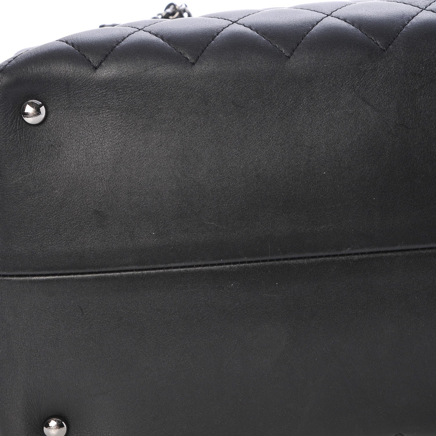 Chanel Calfskin Quilted Feather Weight Bowling Bag Black 7 of 9