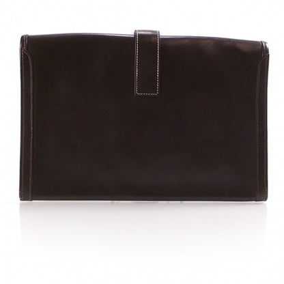 Hermes Vintage Leather Jige Portfolio Clutch Brown 2 of 10