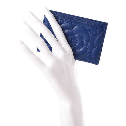 Chanel Caviar Camellia Quilted Card Holder Blue 2 of 8