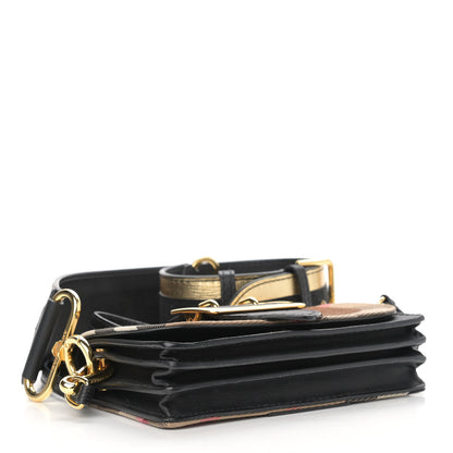Burberry Metallic Calfskin House Check Sequin Small Madison Buckle Bag Gold 4 of 13
