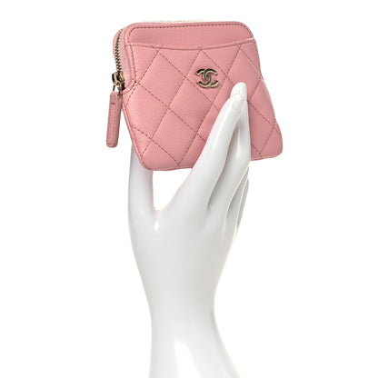 Chanel Caviar Quilted Zip Card Holder Wallet Light Pink 2 of 8