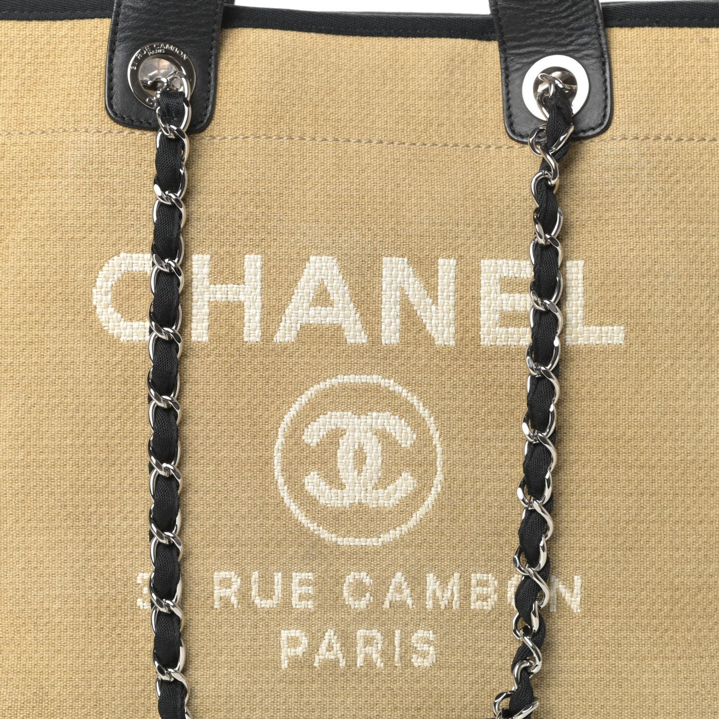Canvas Medium Deauville Tote Beige Black