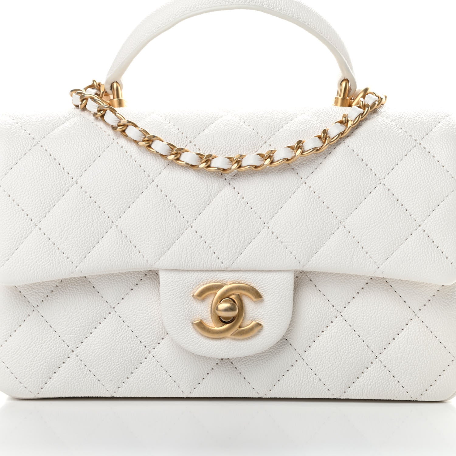 Chanel Caviar Quilted Mini Top Handle Rectangular Flap White 8 of 11