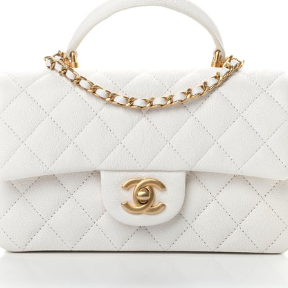Chanel Caviar Quilted Mini Top Handle Rectangular Flap White 8 of 11
