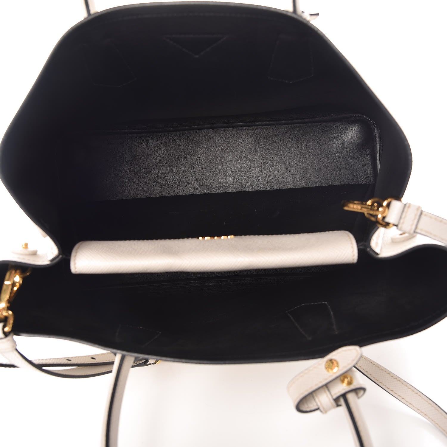 Prada Saffiano Cuir Medium Double Bag Talco Black 5 of 12