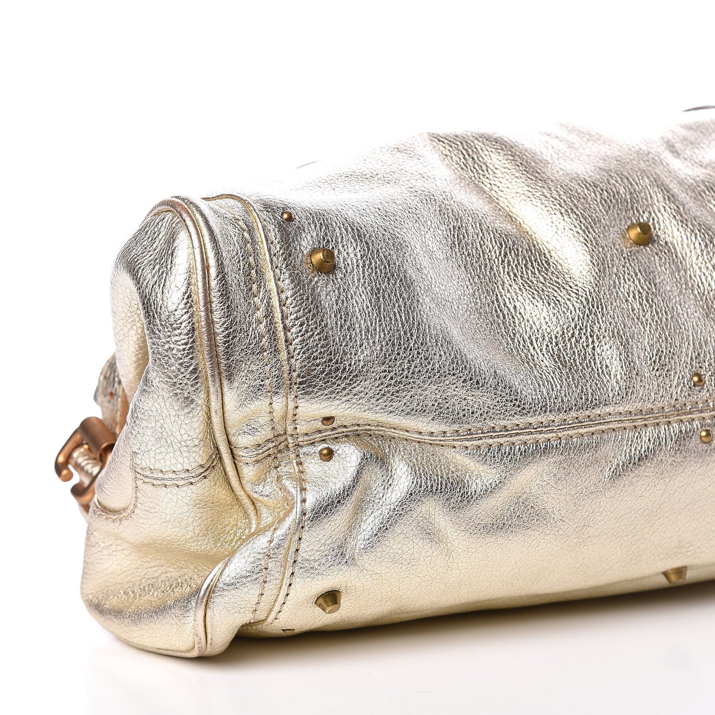 Metallic Calfskin Paddington Satchel Gold