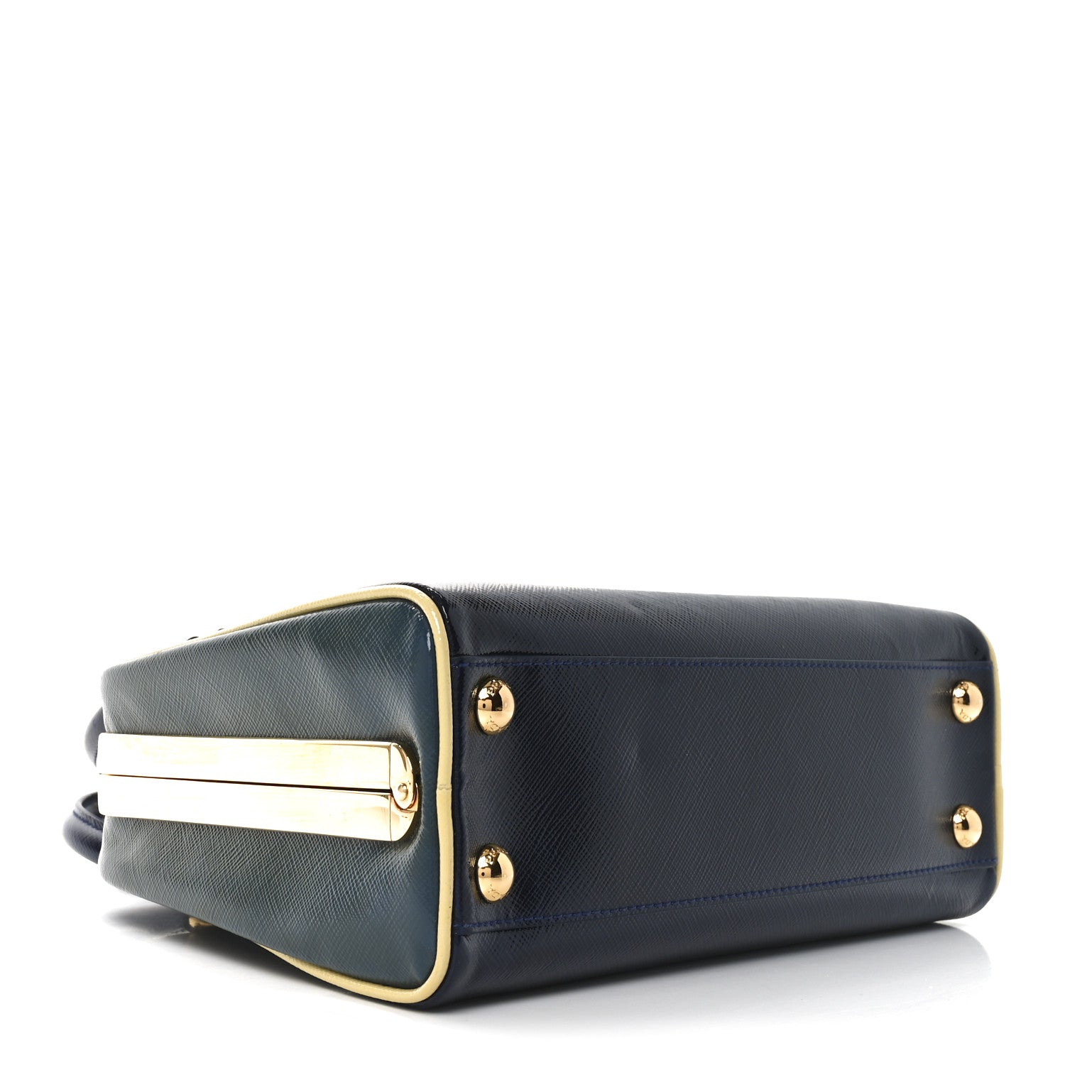 Prada Saffiano Vernice Pyramid Bag Royal Azzurr 4 of 9
