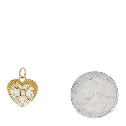 Foundrae 18K Yellow Gold Champleve Enamel Petite True Love Heart Medallion Pendant White 2 of 4