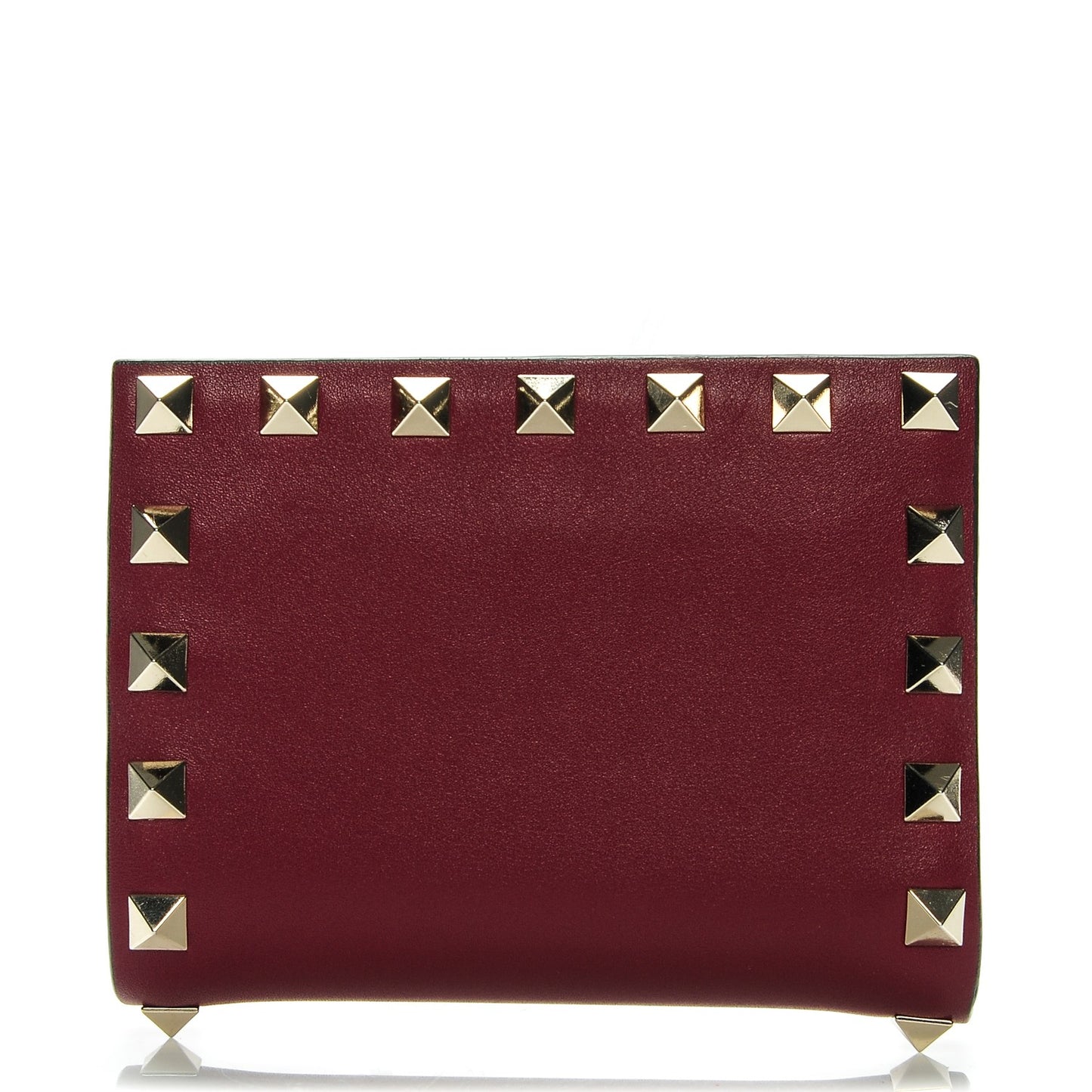 Calfskin Rockstud French Wallet Scarlet