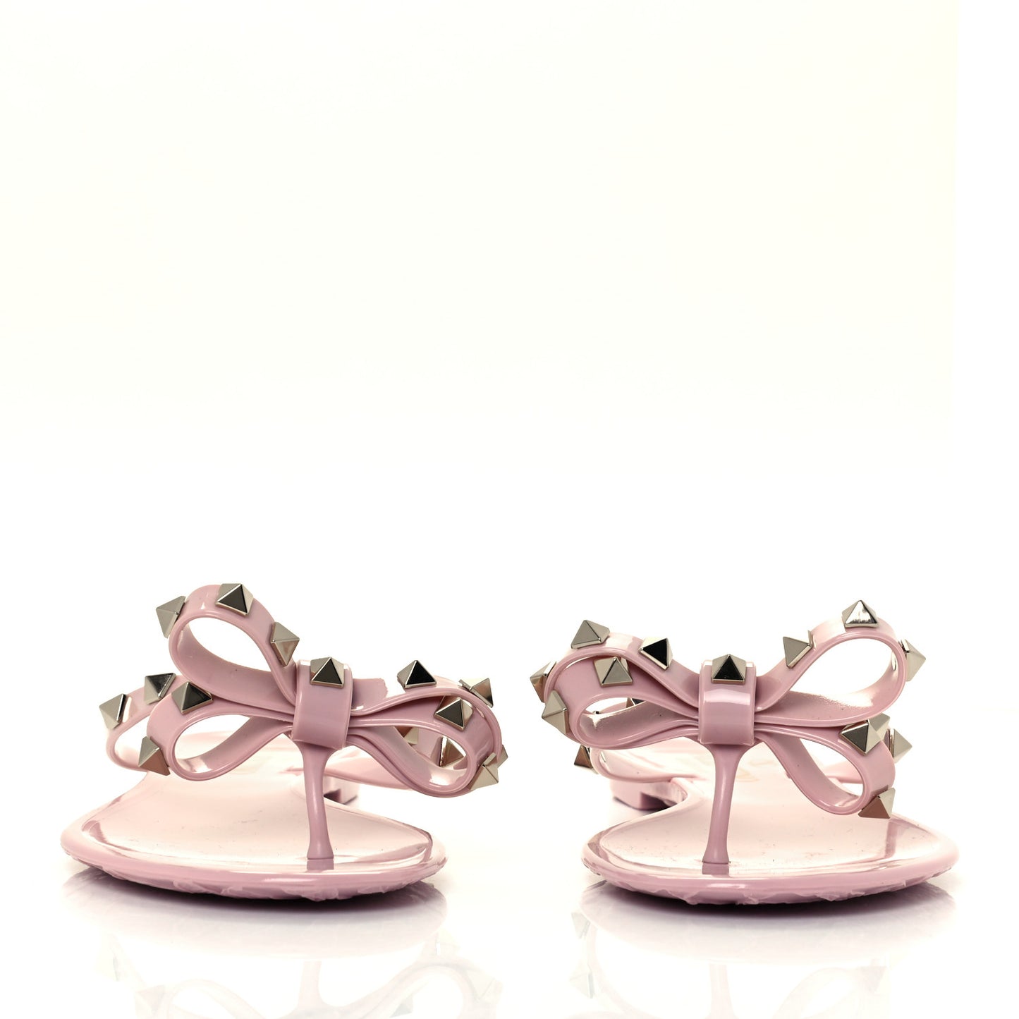 PVC Jelly Rockstud Bow Thong Sandals 36 Water Rose
