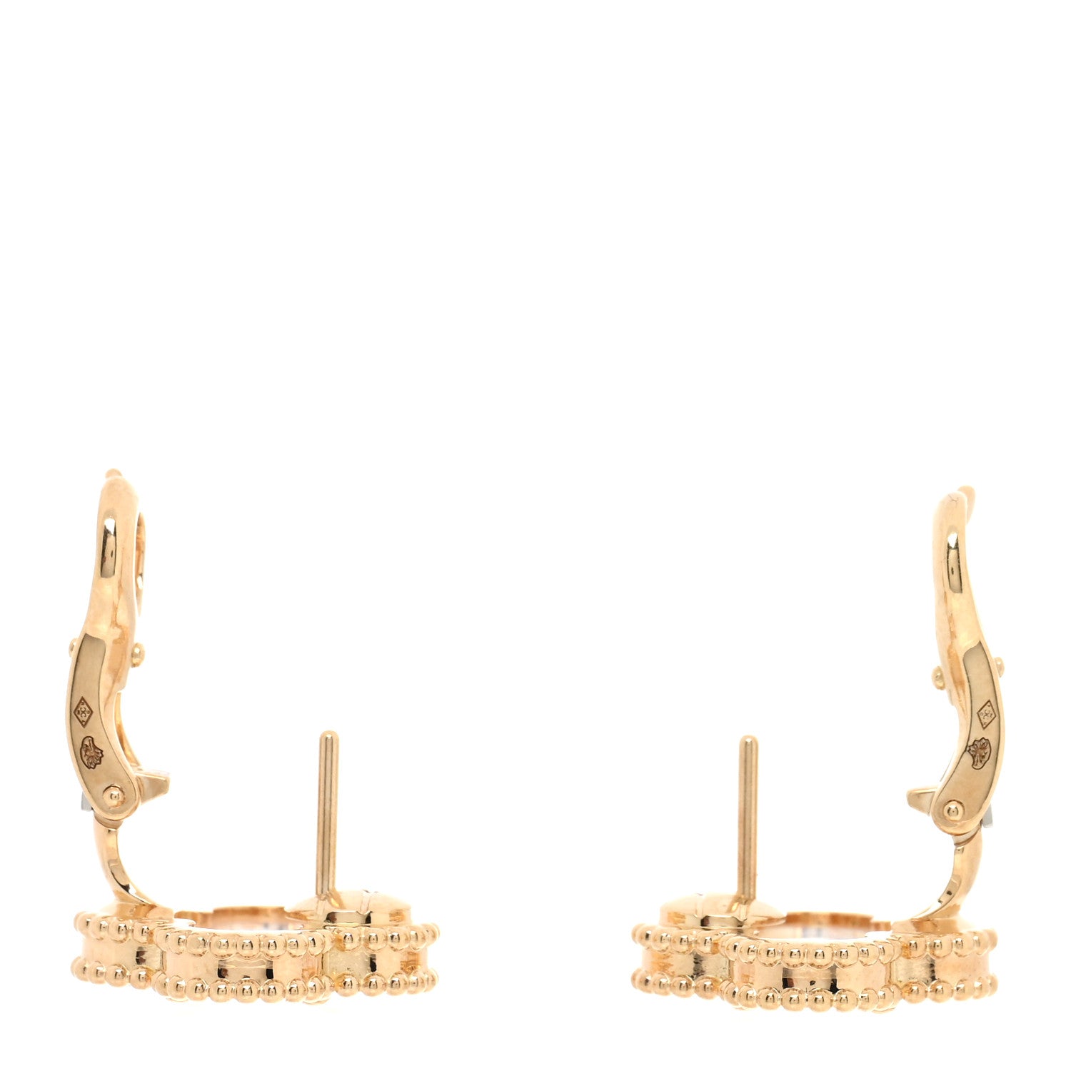 Van Cleef & Arpels 18K Yellow Gold Mother of Pearl Vintage Alhambra Earrings 3 of 5