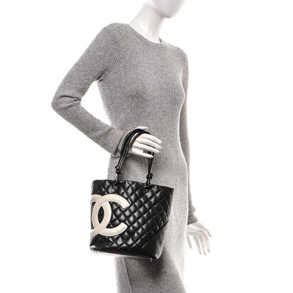 Chanel Calfskin Quilted Medium Cambon Tote Black White 2 of 7